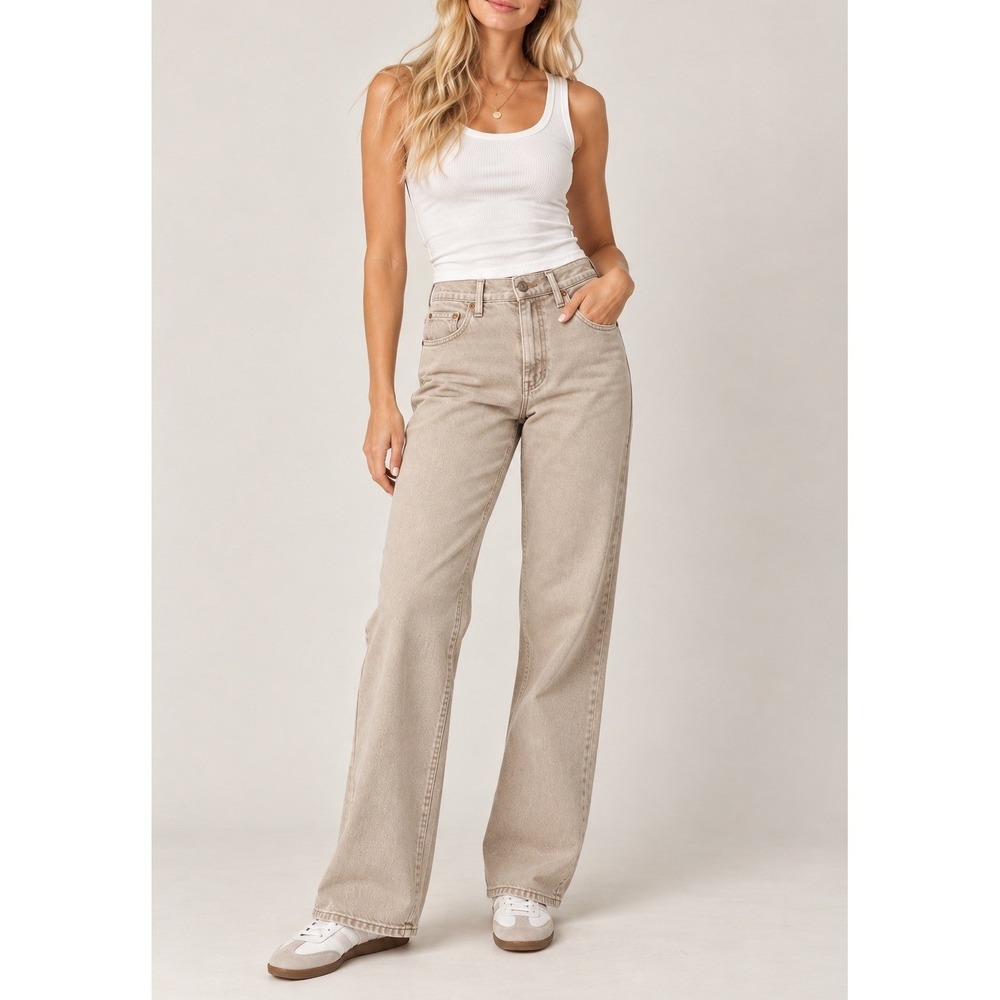 Abercrombie & Fitch Womens 90s Relaxed High Rise Curve Love Jeans 29 8R Tan